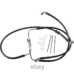 Drag Specialties 660325-6BLK Extended Stainless Steel Front Brake Line Kit