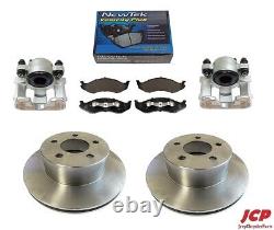 FRONT BRAKE CALIPERS + DISCS PADS for JEEP CHEROKEE XJ 00-01 WRANGLER TJ 99-06