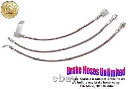 FRONT STAINLESS BRAKE HOSES Ford Truck F100 4x4, 1967 1968 1969 with 4 lift