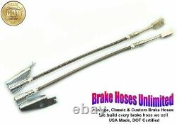 Front STAINLESS BRAKE HOSES Ford Galaxie 500, 1969 1970 1971 1972, Front Disc