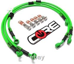 Kawasaki ZX10R Brake Lines 2006 2007 Front-Rear Green Stainless Steel