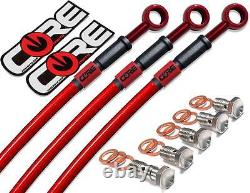 Kawasaki ZX10R Brake Lines 2011-2015 Front & Rear Red Custom Braided Stainless