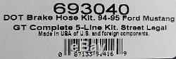 Russell 693040 Stainless Steel Braided Brake Line Hose Kit Mustang GT 1994-1995