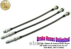 STAINLESS BRAKE HOSE SET Dodge Monaco 1967 1968 1969, without 440 Front Drum