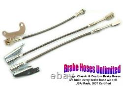 STAINLESS BRAKE HOSE SET Ford Country Sedan 1969 1970 Front Disc