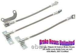 STAINLESS BRAKE HOSE SET Ford Custom 500, 1968 Front Disc, witho WER rear axle