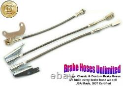 STAINLESS BRAKE HOSE SET Ford LTD 1969 1970 Front Disc, without WER rear axle