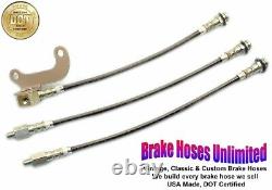 STAINLESS BRAKE HOSE SET Ford LTD 1969 Early Front Drum, witho WER rear axle
