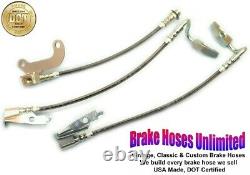 STAINLESS BRAKE HOSE SET Ford LTD 1969 Late Front Drum, witho WER rear axle