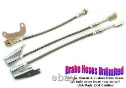 STAINLESS BRAKE HOSE SET Ford Ranch Wagon 1969 1970 Front Disc
