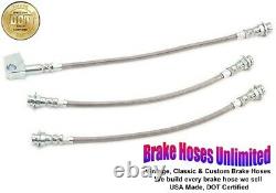 STAINLESS BRAKE HOSE SET Plymouth Duster 1973 1974 1975 Front Drum