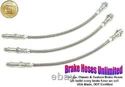 STAINLESS BRAKE HOSE SET Plymouth Fury 1970 1971 1972 Front Disc