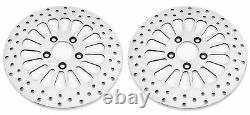 Super Spoke Polished Stainless Dual Front 11.5 Disc Brake Rotors Harley Touring
